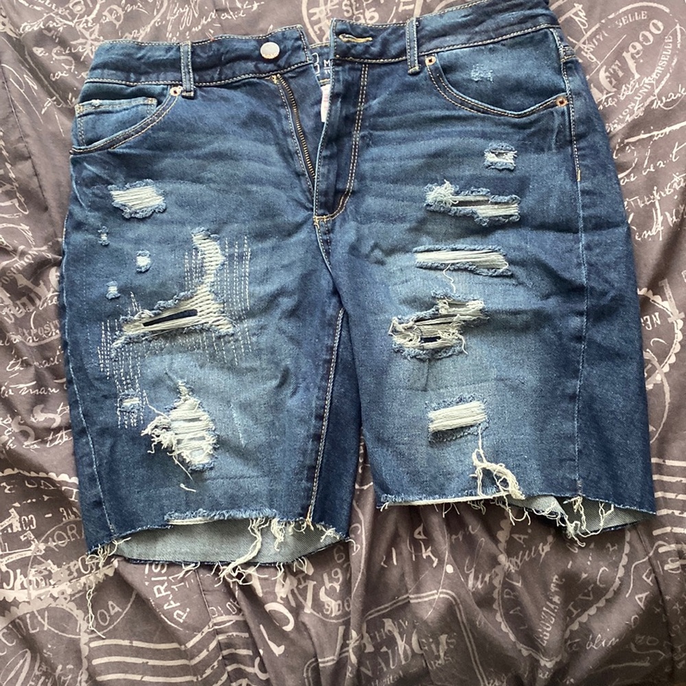 Navy blue size 11 boyfriend ripped shorts